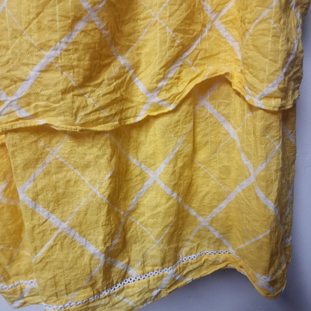 Crown & Ivy Yellow White print Wide Strap Sleeveless Tank Top Cotton XXL - Picture 3 of 10